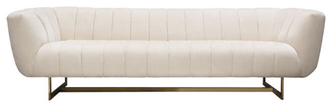 Venus Cream Fabric Sofa With Contrasting Pillows and Gold Finished Metal Base By Diamond Sofa