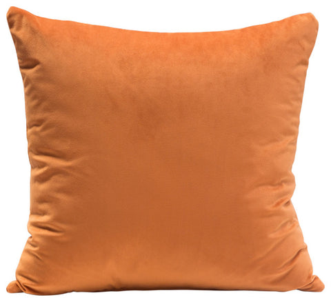 Set of (2) 16" Square Accent Pillows in Rust Orange Velvet By Diamond Sofa