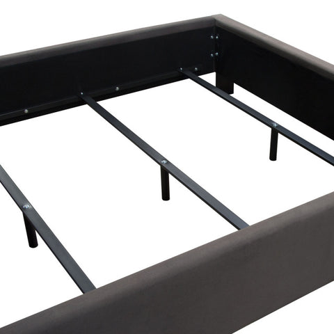 Queen Tufted Bed With Vintage Wing, Smoke Gray Velvet By Diamond Sofa