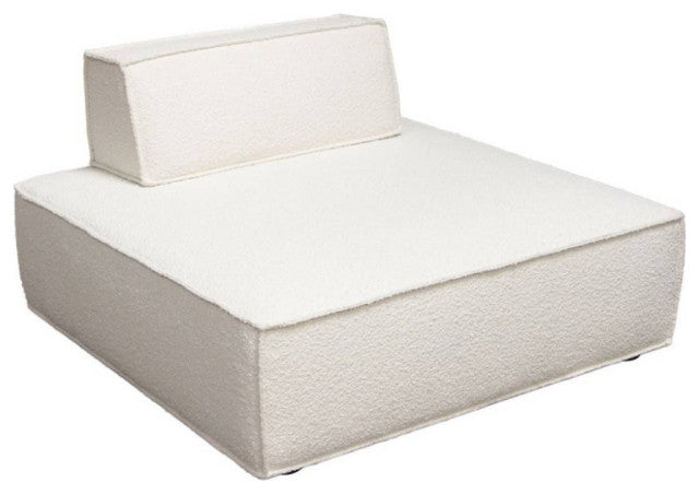Cara Square Modular Lounger in Ivory Boucle Fabric By Diamond Sofa
