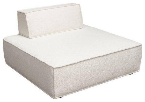 Cara Square Modular Lounger in Ivory Boucle Fabric By Diamond Sofa
