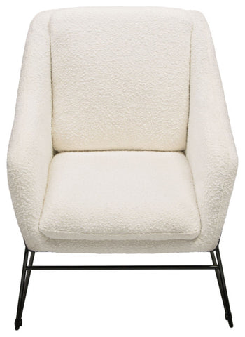 Bryce Accent Chair, Ivory Boucle wrapped, Black Powder Coated Metal Frame By Diamond Sofa