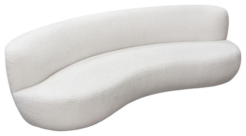 Simone Curved Sofa, White Faux Sheepskin Fabric By Diamond Sofa