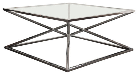 Aria Square Cocktail Table wiith Metal Base, Black By Diamond Sofa