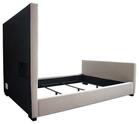 Venus Vertical Channel Tufted Queen Bed in Light Grey Velvet By Diamond Sofa