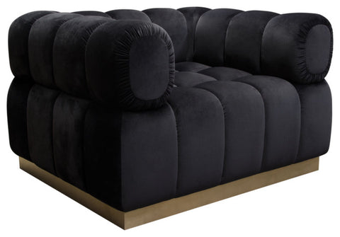 Image Low Profile Chair in Black Velvet Brushed Gold Base By Diamond Sofa