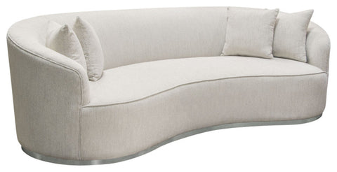 Raven Sofa in Light Cream Fabric w/ Brushed Silver Accent Trim By Diamond Sofa