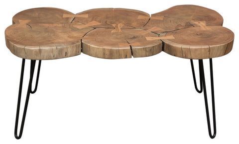 Joss Natural Acacia Live Edge Rectangle Cocktail Table, Black Hairpin Legs By Diamond Sofa