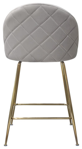 Lilly Set of 2 Counter Height Chairs, Gray Velvet With Brushed Gold Metal Legs By Diamond Sofa