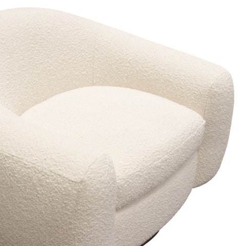 Pascal Swivel Chair in Bone Boucle Textured Fabric Contoured Arms & Back By Diamond Sofa