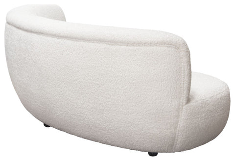 Simone Curved Sofa, White Faux Sheepskin Fabric By Diamond Sofa