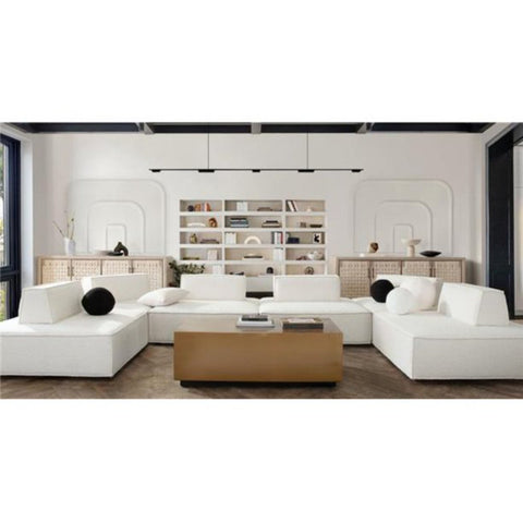 Cara 3-Piece Square Modular Lounger in Ivory Boucle Fabric By Diamond Sofa