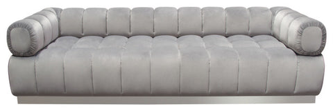 Image Low Profile Sofa in Platinum Grey Velvet Brushed Silver Base By Diamond Sofa
