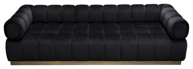 Image Low Profile Sofa in Black Velvet Brushed Gold Base By Diamond Sofa