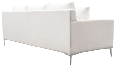 Seattle Loose Back Sofa in White Linen Polished Silver Metal Leg By Diamond Sofa