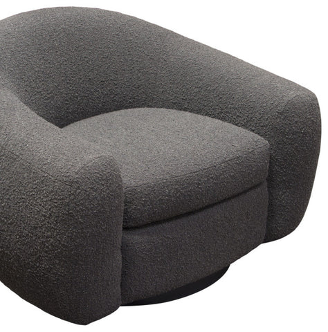 Pascal Swivel Chair in Charcoal Boucle Textured Fabric Contoured Arms & Back By Diamond Sofa