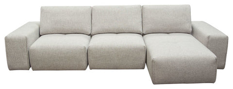 Jazz Modular 3 Seater Chaise Sectional With Adjustable Backrest, Light Brown By Diamond Sofa