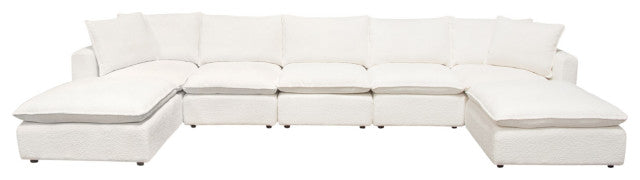 Ivy 7-Piece Dual Chaise Sectional in White Faux Shearling By Diamond Sofa