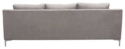 Seattle Loose Back Sofa in Grey Polyester Fabric Polished Silver Metal Leg By Diamond Sofa