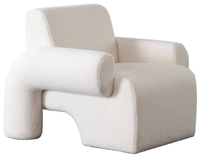 Noa Accent Chair in Ivory Sherpa Fabric By Diamond Sofa