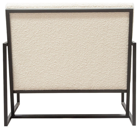 Luxe Accent Chair in Bone Boucle Textured Fabric with Black Powder Coat Frame By Diamond Sofa