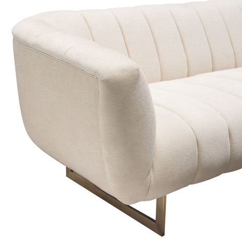 Venus Cream Fabric Sofa With Contrasting Pillows and Gold Finished Metal Base By Diamond Sofa