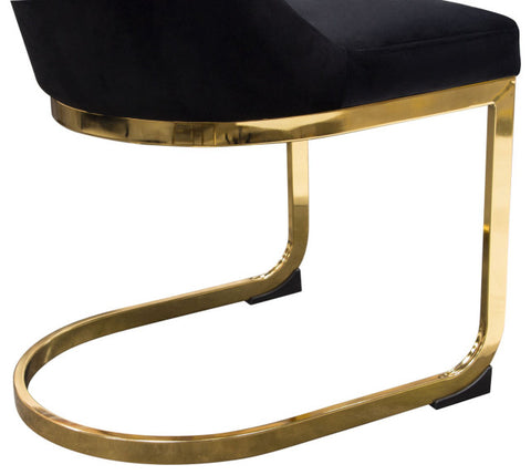 Vogue 2 Dining Chairs With Gold Metal Base, Black Velvet By Diamond Sofa