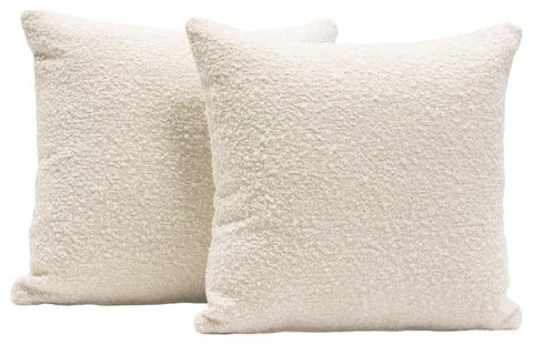 Set of (2) 16 Square Accent Pillows in Bone Boucle Textured Fabric by By Diamond Sofa