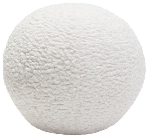 Set of (2) 10 Round Accent Pillows in White Faux Sheepskin By Diamond Sofa