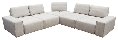 Modular 5Seater Corner Sectional with Adjustable Backrests in Light Brown Fabric By Diamond Sofa