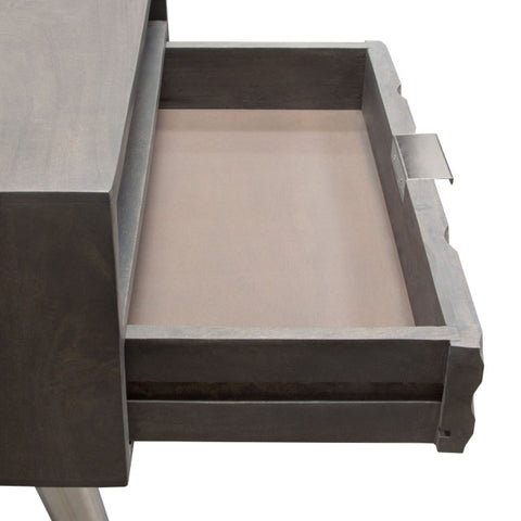 Petra Solid Mango Wood 1-Drawer Accent Table, Smoke Gray Finish With Nickel Legs By Diamond Sofa