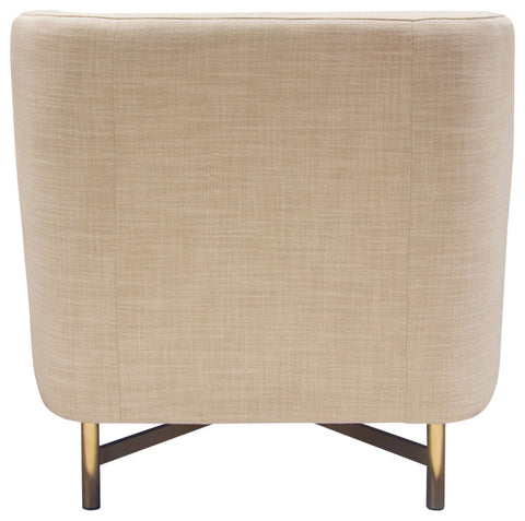 Fabric Chair in Sand Linen Fabric Accent Pillow and Gold Metal Criss-Cross Frame By Diamond Sofa