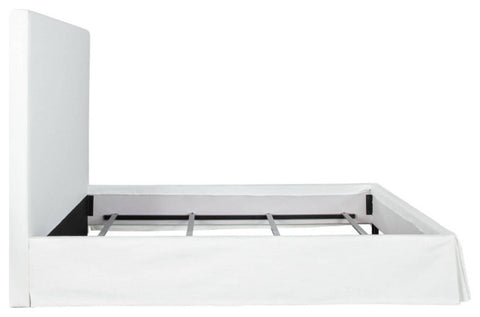 Savannah 58" Queen Slipcover Bed in White Linen Fabric By Diamond Sofa