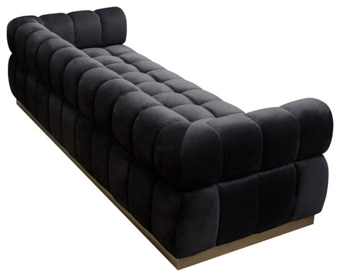Image Low Profile Sofa in Black Velvet Brushed Gold Base By Diamond Sofa