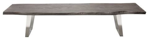 Titan Solid Acacia Wood Accent Bench in Finish Silver Metal Inlay & Base By Diamond Sofa