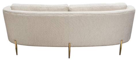 Lane Sofa in Light Cream Fabric with Gold Metal Legs By Diamond Sofa