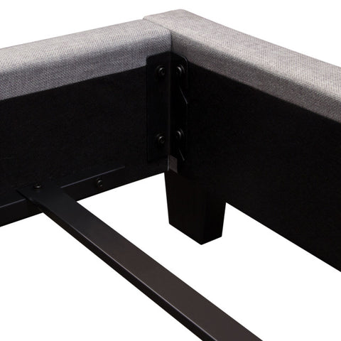 Madison Ave Tufted Wing Eastern King Bed in Light Grey Button Tufted Fabric By Diamond Sofa