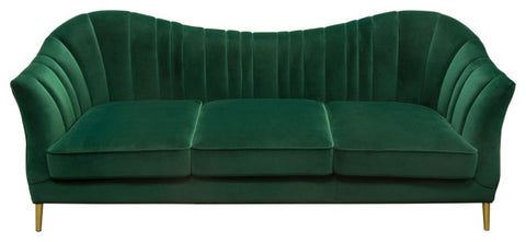 Ava Sofa, Emerald Green Velvet With Gold Leg By Diamond Sofa