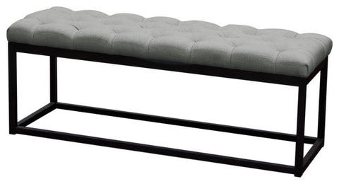 Mateo Black Powder Coat Metal Small Linen Tufted Bench - Grey By Diamond Sofa