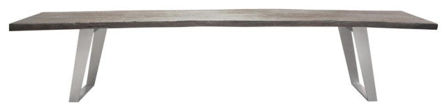 Titan Solid Acacia Wood Accent Bench in Espresso Finish w/ Silver Metal By Diamond Sofa