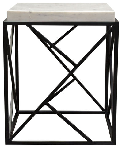 Plymouth Square Accent Table With Genuine Gray Marble Top and Black Metal Base By Diamond Sofa