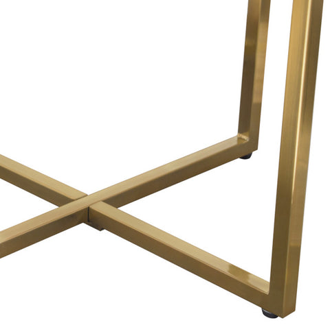Vida 24" Round End Table With Faux Marble Top and Brushed Gold Metal Frame By Diamond Sofa