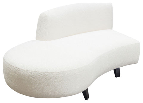 Vesper Curved Armless Left Chaise, Faux White Shearling, Black Wood Leg Base By Diamond Sofa