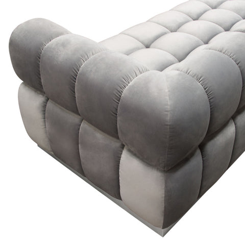 Image Low Profile Sofa in Platinum Grey Velvet Brushed Silver Base By Diamond Sofa