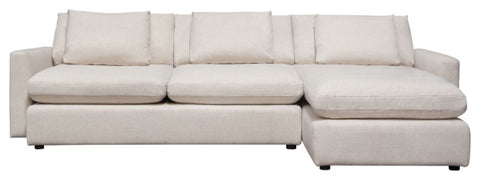 Arcadia 2PC Reversible Chaise Sectional Feather Down Seating in Cream Fabric By Diamond Sofa