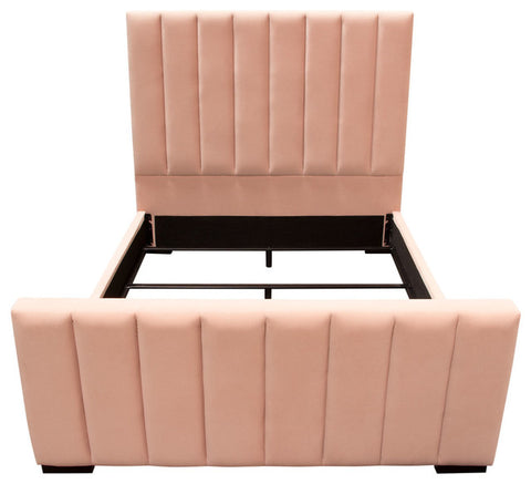 Venus Vertical Channel Tufted Bed, Velvet, Blush Pink, Eastern King By Diamond Sofa