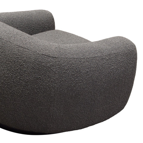 Pascal Swivel Chair in Charcoal Boucle Textured Fabric Contoured Arms & Back By Diamond Sofa