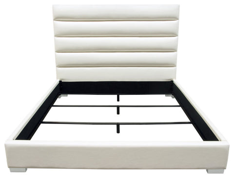 Bardot Channel Tufted Eastern King Bed in White Leatherette By Diamond Sofa