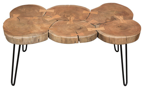 Joss Natural Acacia Live Edge Rectangle Cocktail Table, Black Hairpin Legs By Diamond Sofa