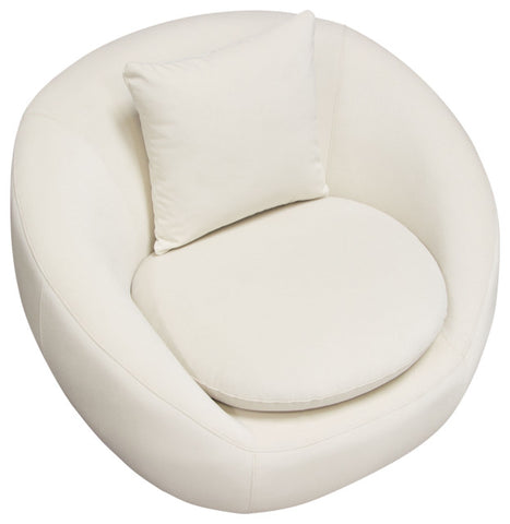 Celine Swivel Accent Chair, Light Cream Velvet With Brushed Gold Accent Band By Diamond Sofa